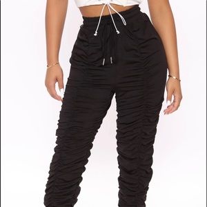 Ruched black joggers